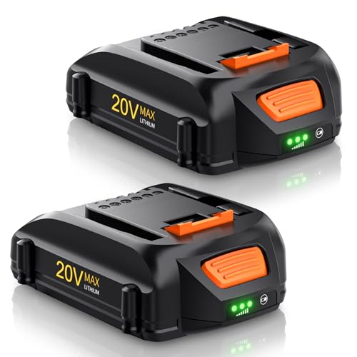 Bonacell 2Pack 4.0Ah WA3525 Replacement for Worx Battery 20V Power Share Max 20V WA3575 WA3520 WG151s WG890 WG891 Leaf Blower Tools Batteries with LED Power Indicator