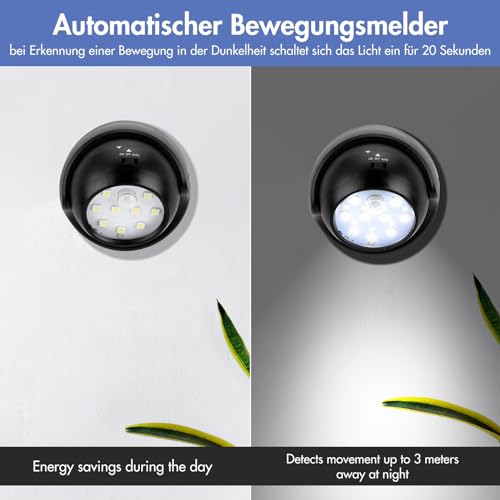 Image of Motion Sensor Outdoor Lights - Outdoor Motion Sensor Light Battery Operated Wireless Waterproof Spotlight Motion Detector Security Light Auto On Off for Porch Stair Hallway Garage Wall Shed (2 Pack)