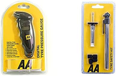 AA Digital Tyre Pressure Gauge AA1634 - Easy to Use on Cars Motorbikes Vans Bicycles - Backlit LCD Screen - 0-100 PSI/0-6.55 Bar