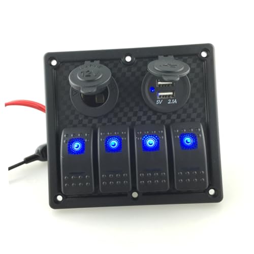 MUELODSIC Gang Rocker Panel with Design Power Socket USB Charger Easy to Install Heavy Duty for Use and Various Applications