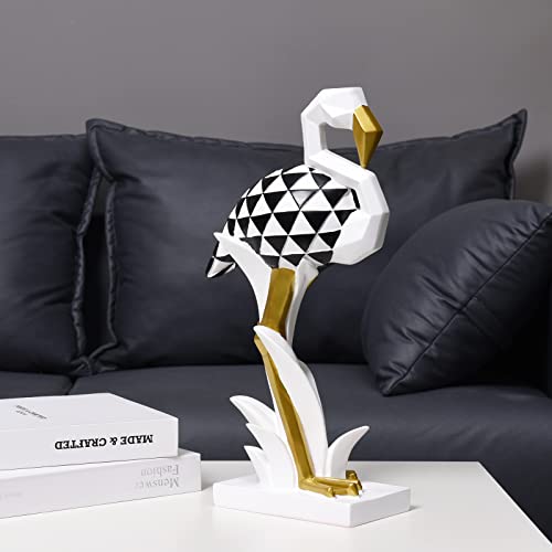 Quoowiit Sculptures Home Decor, Flamingo Statues And Figurines, Bird Figurine Decorations For Living Room, Shelf, Table, Garden, Resin Modern Simple Animal Sculpture With Unique Triangle Embossment #TOP4