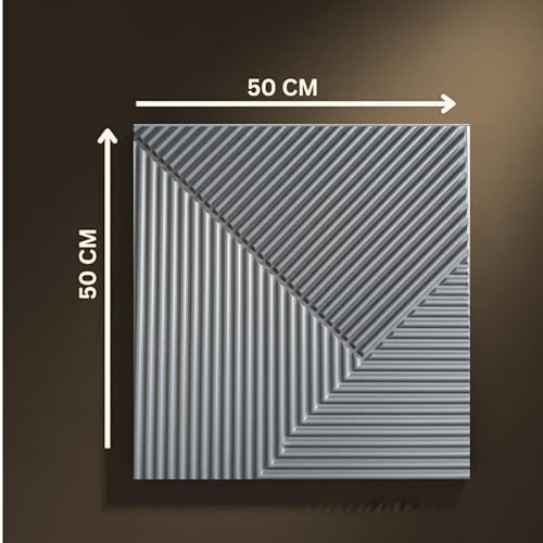 Image of Kayra Decor 3D PVC Wall Panels for Bedroom & Living Room |Fluted Design |Silver Color | 19.7 x 19.7 Inch | Pack of 18 | 48.42 Sq Ft