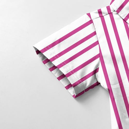 Xiaojmake Boys Girls Summer Cotton Linen Shirts Kids Striped Top Button Down Collared Dress Shirt Loose Dressy Casual Uniform4