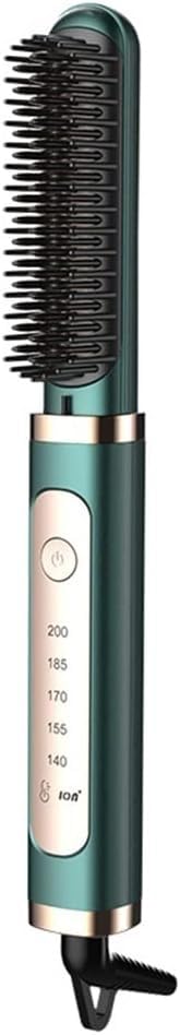 Peine eléctrico alisador de cabello y barba, con tecnología cermet, ionización dual y peine aislante para protección del cuero cabelludo