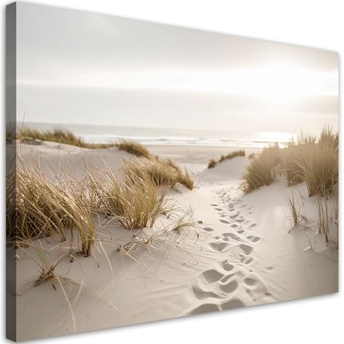Feeby - Impression sur Toile - Tableau Decoration Murale - Plantes marines de plage dunes nature - 120x80 1partie - Salon Peinture Tableaux - Moderne...