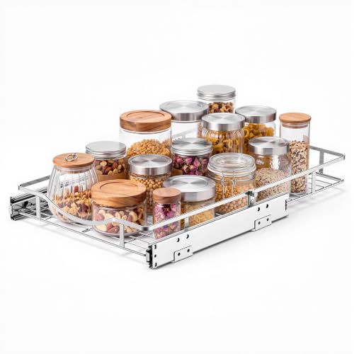 Image of VEVOR Pull Out Cabinet Organizer 14.06 inchW x 20.94 inchD Steel Slide Out Drawers