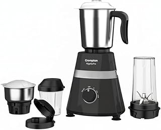 Crompton Nigella Pro 500W Mixer Grinder | 4 Jars (1.2L, 500ml, 400ml, 350ml) | 30 Min Continuous Grinding | Motor Vent-X Technology | Anti-Skid Base | Black | Life Active Series