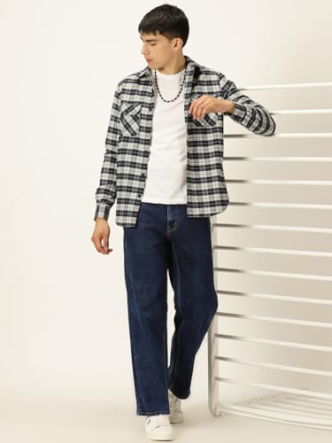 Image of Thomas Scott Men's | Checks | Full Sleeve | Slim Fit | Cotton Blend | Double Flap Pocket | Spread Collar | Casual Shirt