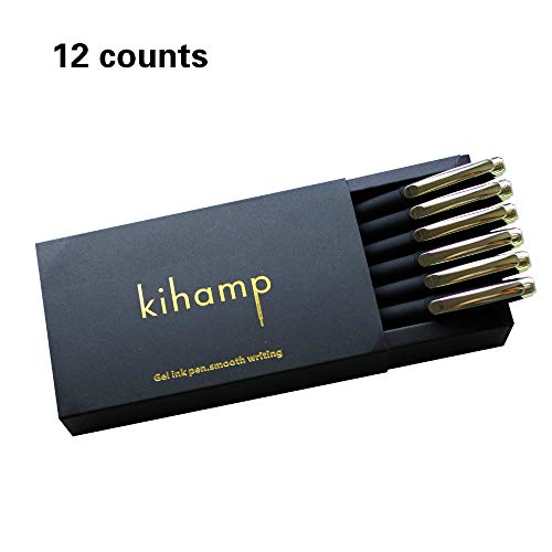 Kihamp Pens,Black Lnk Pens Kits,Gel Pens,Office Pen, Black,1.0Mm 12-Count (Bold Point, Golden) #TOP6