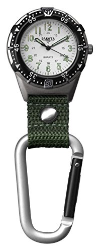 Dakota Aluminum Backpacker Clip Watch-White/Moss
