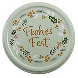 10er Set Schraubdeckel für Gläser 82 mm – Ersatzdeckel für Einmachgläser mit Frohes Fest Motiv – Twist Off Deckel für Sturzgläser – Einmachdeckel für Marmeladengläser