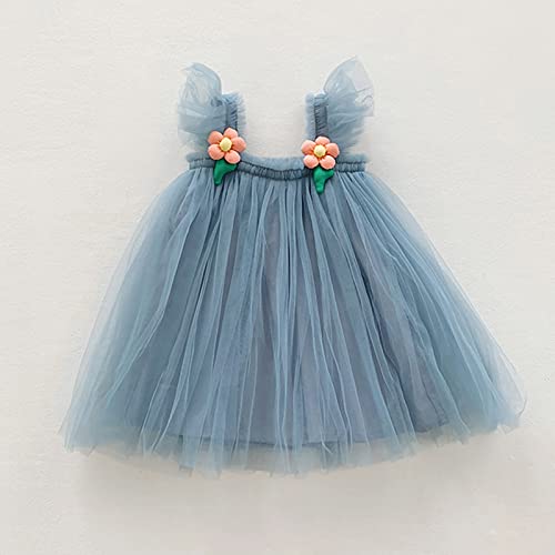 Toddler Girls Fly Sleeve Solid Color Tulle Dress Dance Princess Dresses Kids Clothes Summer Vacation Cute Sundress for Girl2