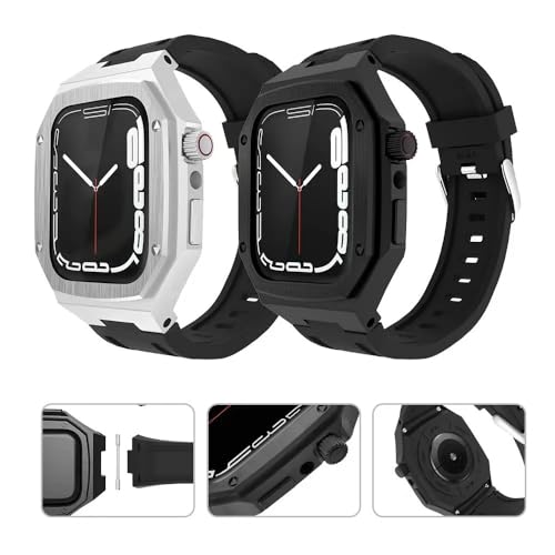 Boîtier Apple Watch acier inoxydable étanche avec bracelet caoutchouc - 5