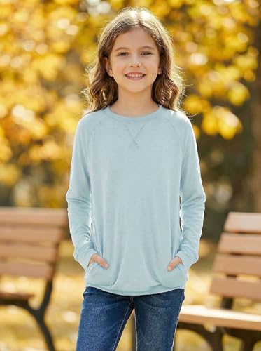 Image of SELINK Girls Big Kids Long Sleeve Striped Color Block Pocket Tees