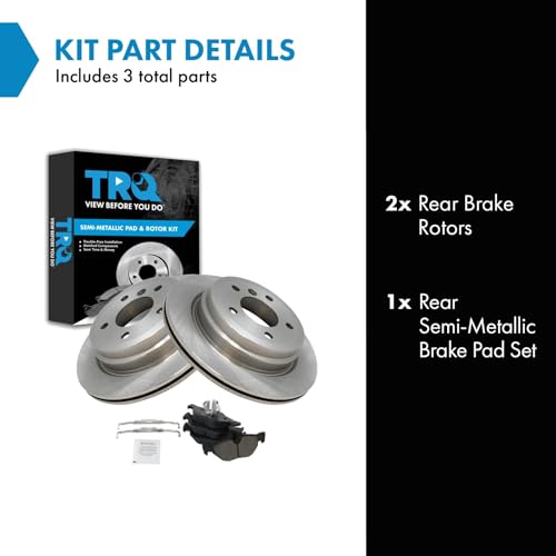 Image of TRQ Rear Brake Pad and Rotor Set Semi Metallic Rotors | For 2007-2013 BMW 328i 2009-2013 328i xDrive 2007-2008 328xi 2013-2015 X1