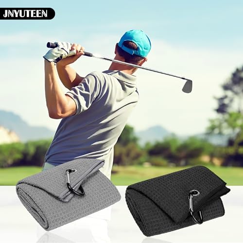 2 Stuks Golfhanddoek, 40 x 60 cm Microfiber Golfhanddoek, Sporthanddoek Reinigingsdoek Wafel Patroon Golf Handdoeken met Haken voor Sport Outdoor Ffitness Yoga Golf - Afbeelding 6
