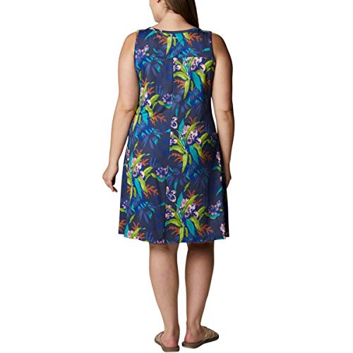Columbia Women’s Chill River Printed Dress, Moisture Wicking, Sun Protection, Lapis Blue/Magnolia Print, X-Small #TOP1