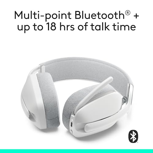 Logitech Zone Vibe 100 Wireless Over Ear Headphones - Off White | Lightweight, over ear, advanced multipoint Bluetooth, works with Teams, Google Meet, Zoom, Mac/PC - image 5