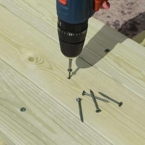 Image of Wood Screws 2 Inch, FIXLINK Deck Screws #8 x 2, 310 PCS, Epoxy Coated, T25 Star Bit Above 1500 Hour Salt Spray Coating Outdoor Decking Screws Excellent Rust Resistant for Wood Fence, Green