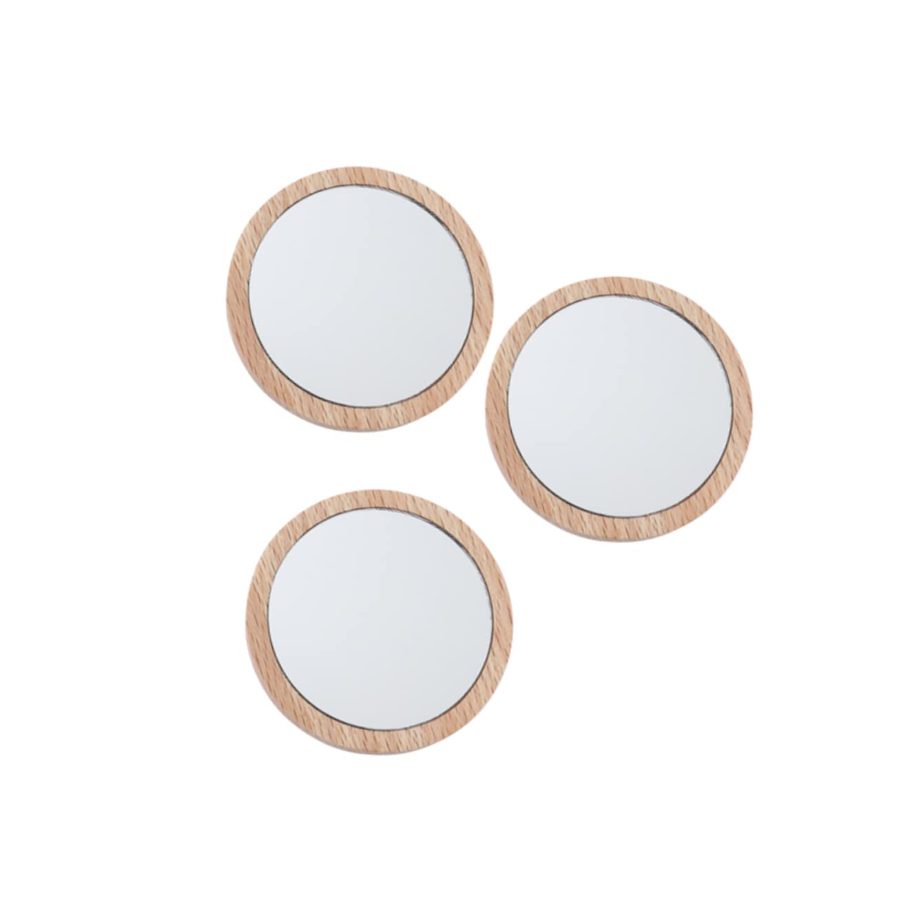 Healeved 2 Set Da 7 5 Cm Mini Specchio Per Il Trucco Compatto in Legno E Portatile Leggero Per Cosmetici Da Donna 3 Pezzi * 2