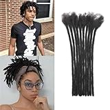 MXIRE Dreadlock Extensions 0.8cm Thickness 4 Inch 30 Strands Real Human Hair for Man/Women/Kids Full Handmade Permanent loc Extensions Can Be Bleached Dyed Curled Twisted