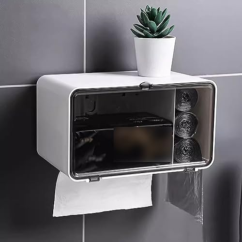 Porte Serviettes Distributeur de boîtes à mouchoirs, boîte à mouchoirs en plastique fixée au mur, porte-papier hygiénique, auto-adhésif for salle de bain à domicile cuisine salle d'eau Porte Serviette