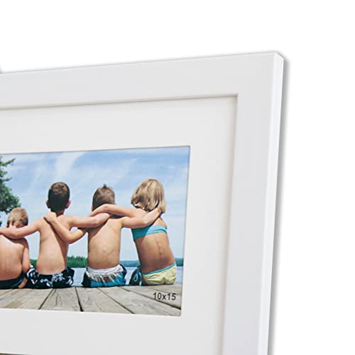 Kit com 2 Painéis para Fotos 10x15 com Paspatur Cartão com Vidro Decoração Parede (Branco)