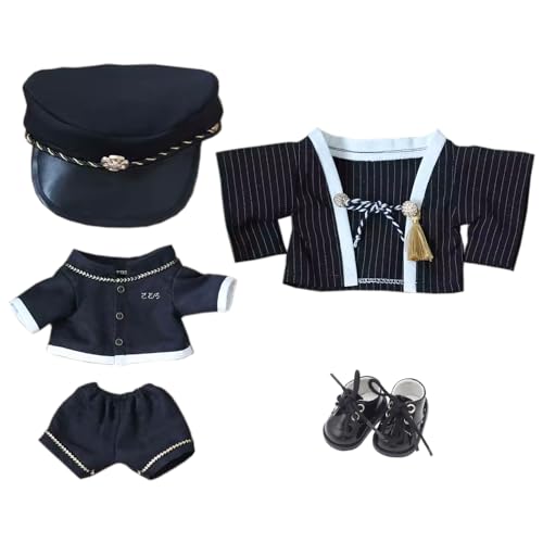 niannyyhouse コート 帽子 上着 ズボン 靴 黒の着物セット  20cm ぬいぐるみ 服 綿人形 着せ替え