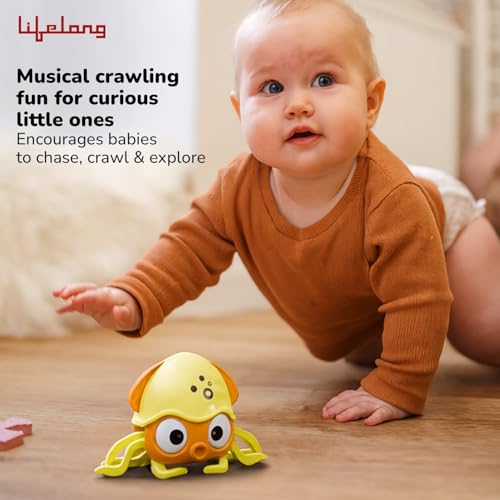 Image of Lifelong Cuppy Crawling Octopus Toy for Babies | Musical Toy with Lights & Obstacle Sensor | Type-C Charging | BPA-Free, Safe for Toddlers | Baby Learning Toy for Tummy Time, Crawling & Motor Skills