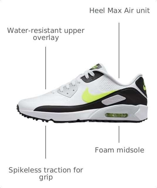 Image of Nike Golf Air Max 90 G Shoes White /Hot Lime 103