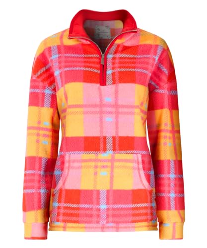 Joe Browns Women's Half Zip Check Fleece Top, Regular, Multicolor, UK 14