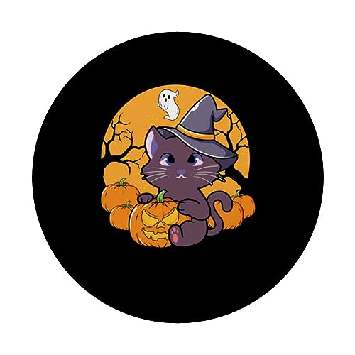 Halloween Spooky Halloween Creepy Ghostly Design PopSockets Swappable PopGrip, Black - Image 3
