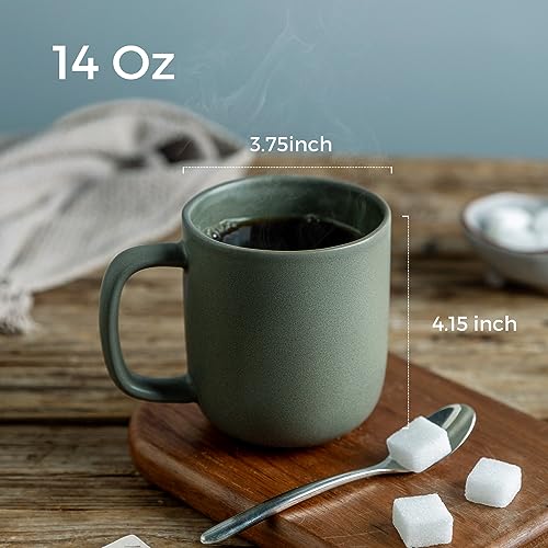 AmorArc 14oz Coffee Mugs Set of 6, Ceramic Coffee Mugs with Large Handle & Wavy Rim for Latte/Hot Cocoa/Tea, Stylish Coffee Mugs for Men Women. Oven,Dishwasher&Microwave Safe, Reactive Glaze - Thumbnail 2