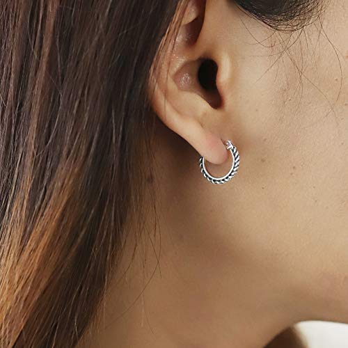 Boma Jewelry Sterling Silver Oxidized Rope Snap Down Closure Hoop Earrings2