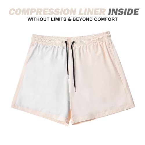 Image of BRISIRA Mens Swim Trunks Swim Shorts Quick Dry 5 inch Inseam Beach Shorts with Compression Liner and Zipper Pocket