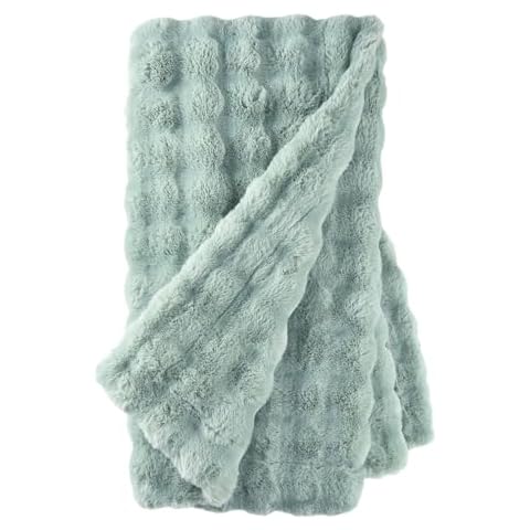 Pine Cone Hill Fab Faux Mineral Throw, 50" x 70", Blue Solid Pattern Cover