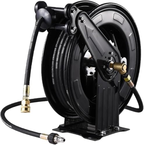 Automatic Retractable Hose Reel, Pressure Washer Hose Reel, Stainless Steel Bearings, for Watering Car Washing Pet Showers and Floor Cleaning (25 m)