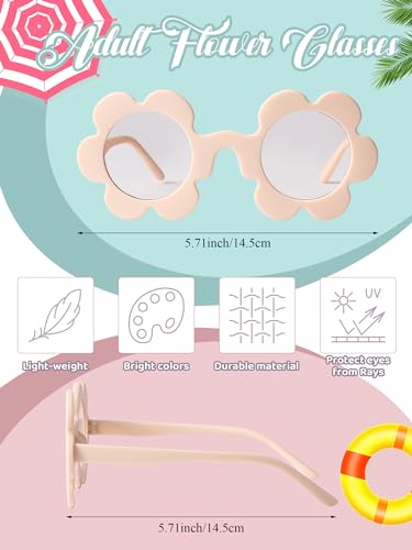 Kanayu 20 Pairs Flower Sunglasses Adult 5.71 Inch Round UV Protection Sunflower Sunglasses Colorful Flower Shaped Eyewear for Women Men Birthday Party Accessories Gifts2