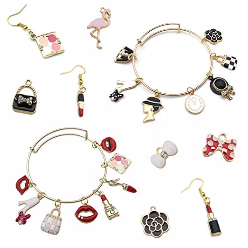 55pcs Gold Plated Enamel Charms Enamel Women Makeup Charms Lipstick Perfume Charm Pendants Bulk for Jewelry Making Necklace Bracelet Earring DIY Crafts - Thumbnail 7