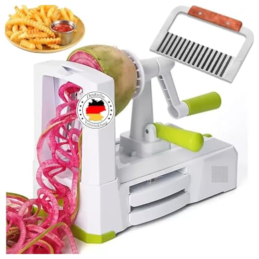 Cortador de verdura en Espiral Patatas espiralizador Verduras Espaguetis calabacin Maquina Manual para Hacer rallador Espagueti con contenedor
