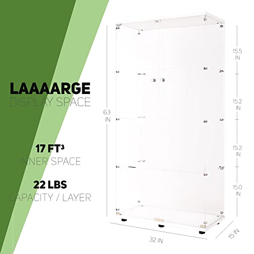 Image of Beauty4U White Glass Display Cabinet, 4-Shelf 2-Door Curio Cabinet