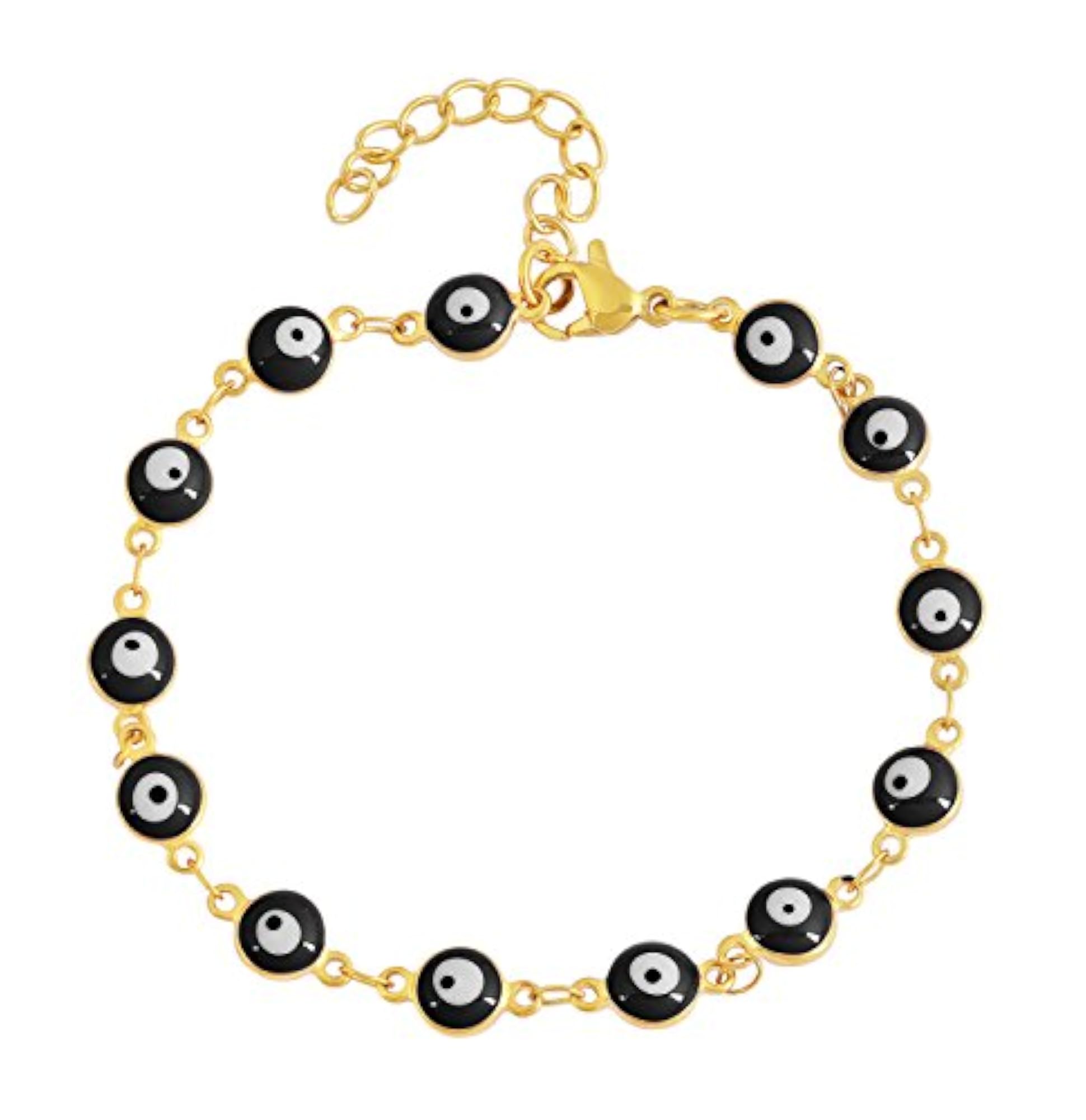 Women's Adjustable Enamel Evil Eye Protection Charm Bracelet