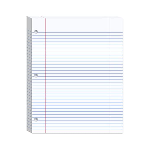 Papier ligné pour classeur 3 trous de qualité supérieure Pack de 200 feuilles blanches
