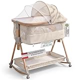 mimi kalu® Beistellbett Baby mit Rollen für Boxspringbett & europäische Standardbetten – 4-in-1 Baby Bett, Stubenwagen, Reisebett & Babywiege – [höhenverstellbar] – sicher & Zertifiziert