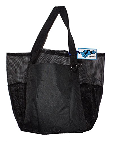 101SNORKEL Super Big Large Mesh Family Beach Bag Tote - 24 in x 16 in x 10 in (Black - Blank)