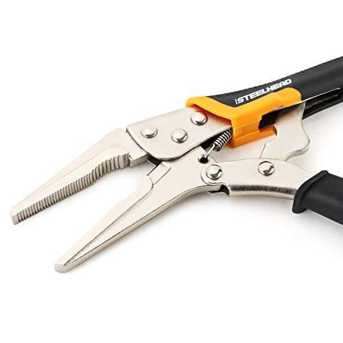 Steelhead 3-Piece Locking Pliers Set, 10-Inch Curved Jaw, 7-Inch Curved Jaw & 6-1/2” Long Nose Straight Jaw, Integrated Wire Cutter, Usa-Based Support #TOP1