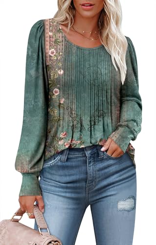 BETTE BOUTIK Long Sleeve Shirts for Women Fall Tops Dressy Blouses Crewneck Tunic Tops for Leggings S-3XL