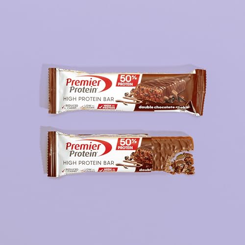 Premier Protein - High Protein Bar 50% - Double Chocolate Cookie - 16x40g - Low Sugar - Low Carb - palmölfrei