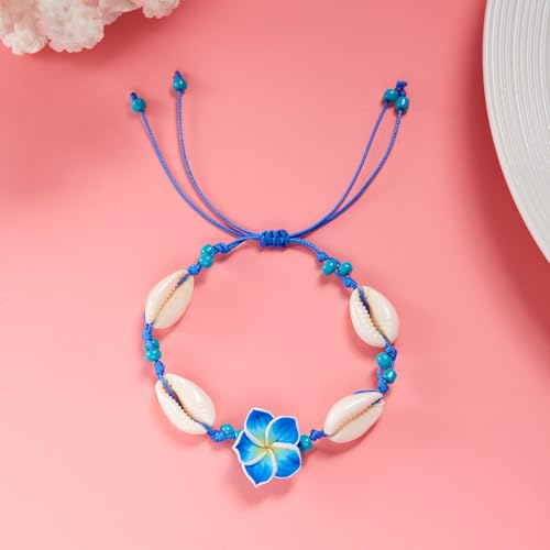 Image of Caiyao 2pcs Lovely Hawaiian Plumeria Rubra Anklet Bracelet Tropical Flower Bohemia Luau Beach Party Accessories for Women