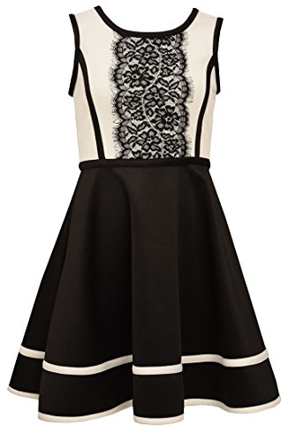 Bonnie Jean Girls' Big Girls' Scuba Fit and Flare Contrast Dress